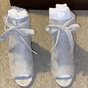 JustFab grey tie booties